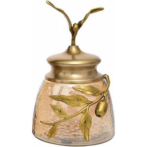 Glass Jar with Metal Lid Elegant, modern storage ornament, transparent, perfect for a dressing table, shelf, or side table. (1/5)