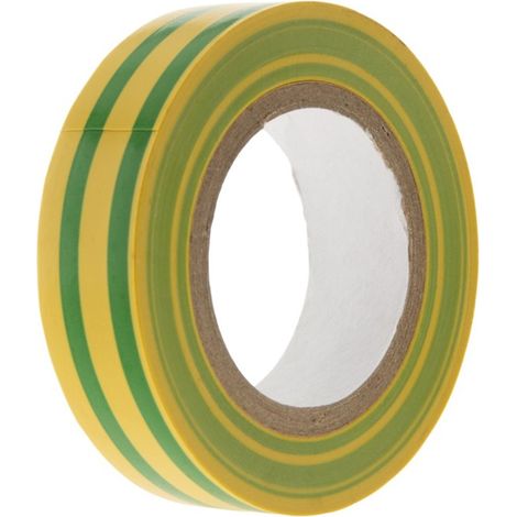Rouleau adhesif 15mm x 10 mètres vert/jaune