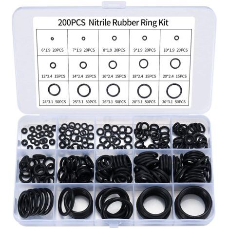 200 Stück sortierte O-Ringe aus Nitrilkautschuk, O-Ringe für Küchenarmaturen, Sanitär, O-Ringe aus Gummi