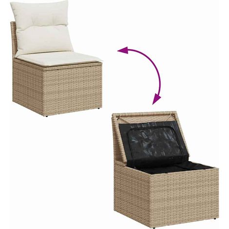 Maison Exclusive - Set Divano da Giardino 7 pcs Beige e Bianco polyrattan