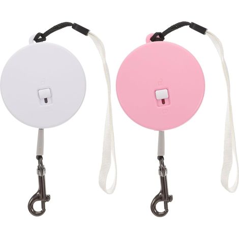 Laisse rétractable auto 3 m pour petits chiens, chats et lapins. Lot de 2, blanc et rose, jusqu'à 9 kg. (1/5)