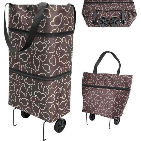 2 en 1 Cadie a roulettes de Courses, Multifonction Caddie Chariot de Courses Pliable, Sac de Courses avec roulettes Réutilisables, Imperméable Chariots de Courses pour Shopping, Supermarché, Cuisine (1/5)