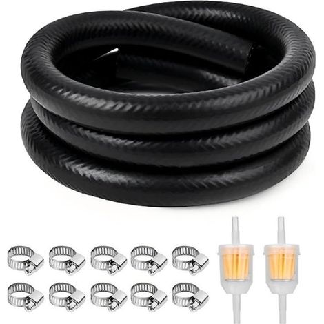 Manguera de combustible de 2 metros de longitud y 6 mm de diámetro，incluye 10 abrazaderas，apta para motores pequeños，motocicletas y automóviles (1/5)