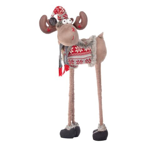 SPRINGOS Weihnachtsfigur Rentier Elch Teleskopbeine höhenverstellbar von 84 bis 124 cm niedlich mit Mütze und Schal Weihnachtsdekoration (1/5)