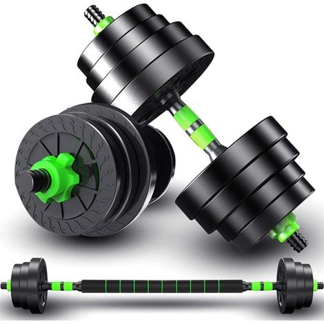 Kit 2 En 1 Barre + Haltères Avec Poids Réglables Gym Modulaire Total 15 Kg (1/5)