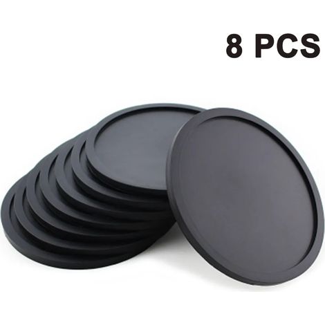 Posavasos de vidrio de silicona , posavasos antideslizantes, juego de 8 - redondo, tamaño vaso de pinta, tazas de café, tazas de té y botellas - fiesta, hogar, oficina y más - negro (1/5)