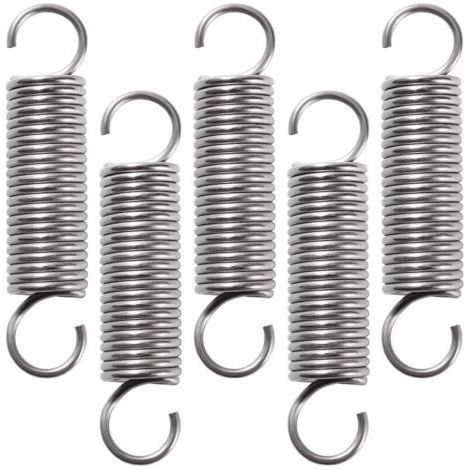 5 Pieces 2 x 17 x 74 mm Pull Springs, Stainless Steel Tension Springs, Double Hook Tension Springs, for Tents, Awnings, Caravans (1/5)