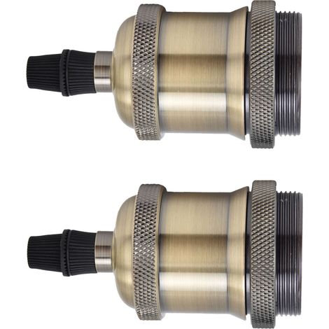 Lot de 2 douilles de lampe vintage rétro en aluminium, accessoires de bricolage pour ampoules vintage E26/27, couleur bronze vert (1/5)