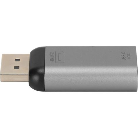 Adaptateur de sortie USB Type-C femelle vers DisplayPort, compatible 4K 60 Hz Ultra HD, doté de la charge rapide PD, d'une connectivité multiport et d'un support de téléphone en alliage d'aluminium.