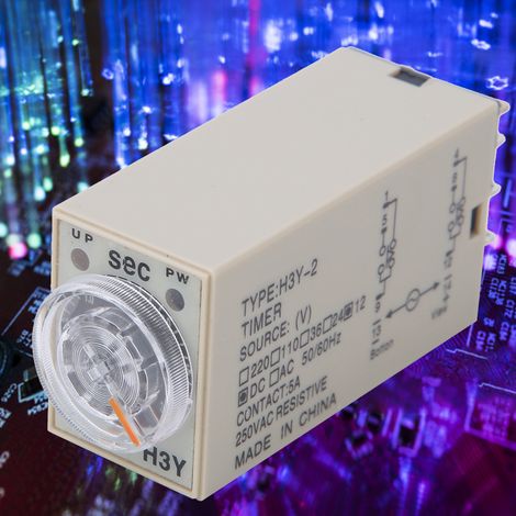 Relais temporisé 8 broches H3Y-2, cadran transparent réglable, pour appareils électroménagers et fournitures électriques, 0-3S 220 V CA (1/5)