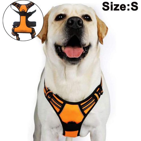Harnais pour chien, harnais anti-traction avec 1 attache pour laisse, gilet rembourré doux et ajustable, gilet réfléchissant anti-étranglement en tissu Oxford avec poignée de contrôle facile (1/4)