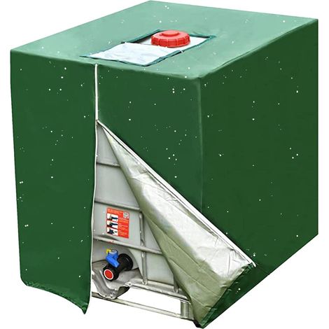 Housse de protection pour réservoir d'eau IBC - 1000 l - Bâche de protection pour réservoir d'eau - Anti-UV - Bâche de protection pour réservoir IBC - Vert (120 x 100 x 116 cm) (1/5)