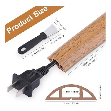 Adhesive Cable Duct 1.5 m Flexible Wall Cable Cover Half Round Fibre Optic Cable for Wires on Wall Floors White (1/4)