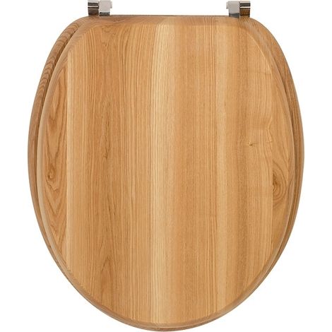 Wirquin – Abattant WC en bois compressé – Finition laquée résistante – Entraxe de fixation 130 à 180 mm – Charnières métal et inox - AB00610 (1/4)