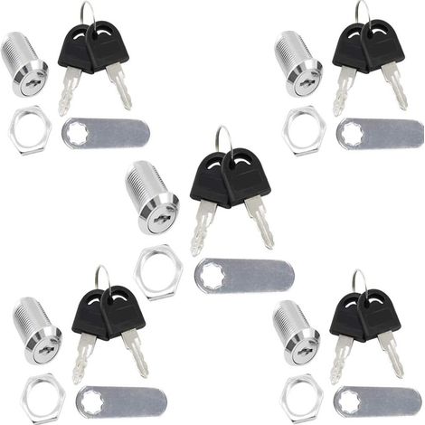 Serrure à Came,Serrure Batteuse Cylindre, Verrou de Porte pour Armoire, Serrure Batteuse a Came Barillet pour Boite aux Lettres Tiroir - 20mm (1/5)