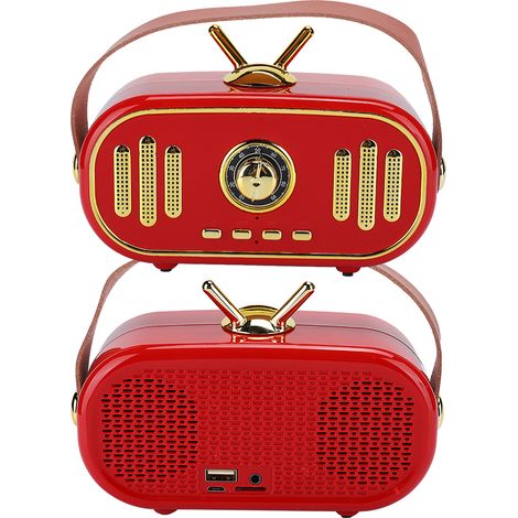 Mini enceinte Bluetooth portable rétro sans fil rechargeable avec lecteur de musique à carte (1/5)