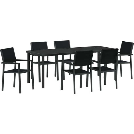 Maison Exclusive - Set da Pranzo per Giardino 7 pcs Nero