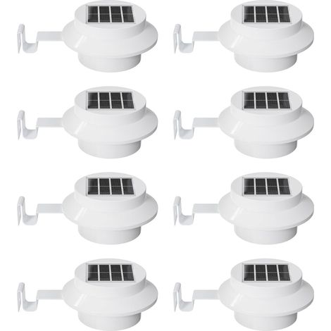 Lot de 8 lampes solaires LED blanches pour gouttières et clôtures – Étanche et décoratives – Installation sans perçage – Idéales pour jardin, terrasse et patio. (1/4)