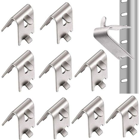 10 square stainless steel refrigerator clips for clipping into refrigerator shelves, 1.5 mm thick, robust 304 stainless steel freezer shelves for refrigerators and freezers (silver) (1/5)