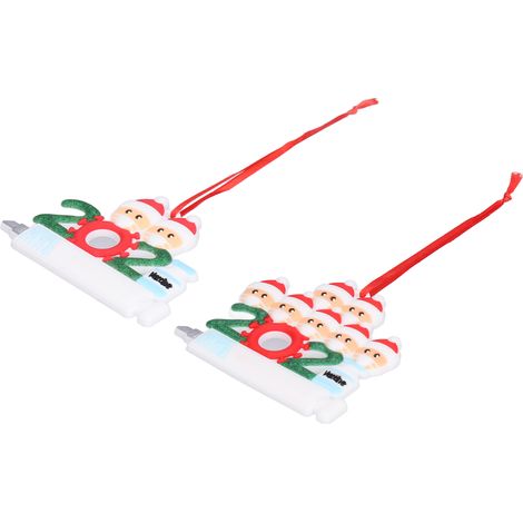 Lot de 2 décorations de Noël Vaccin 2021, suspendues pour sapin, personnalisées, idéales pour amis et famille, famille de 2+7 (1/5)