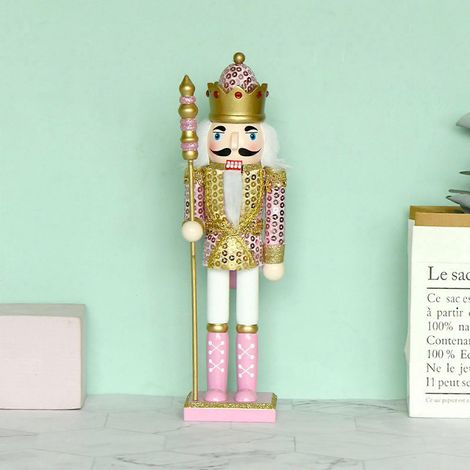 Décoration de Noël en bois rose, Casse-Noisette, Roi des Noix, Soldat, Artisanat en bois (1/4)