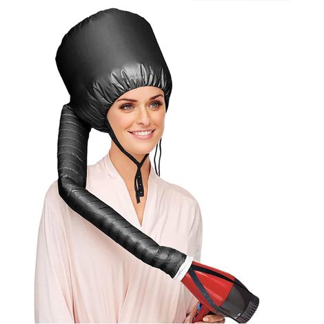 Accessoires pour sèche-cheveux : bonnet de sèche-cheveux portable et ajustable pour le coiffage, la coloration, les soins capillaires et plus encore - Noir (1/5)