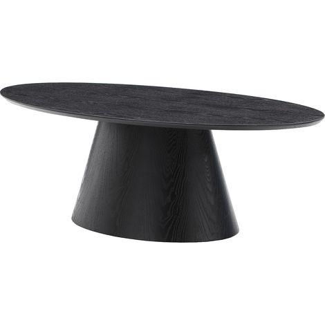 Vente-Unique – Table basse fixe ovale 120x60cm – Placage frêne noir – Piètement central – Charge max 50kg – Montage facile