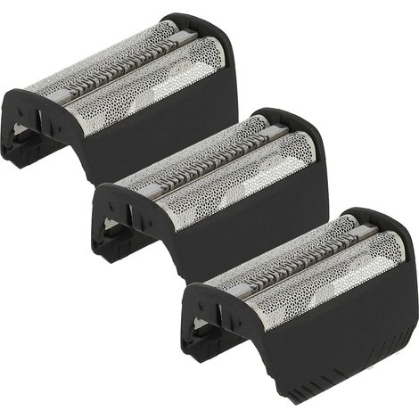 vhbw 3x Doppelscherfolie kompatibel mit Braun 7497, 7520, 7511, 7516, 7514, 7526, 7510, 7515, 7504, 7505 Elektrorasierer + Rahmen, schwarz