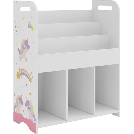 Scaffale dal design senza tempo per soggiorno camera da letto mobiletto per bambini 75 x 62 x 29 cm bianco con motivo unicorno 030011218