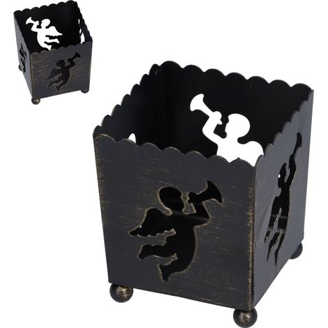 Support Bougie en Fer Noir - Design Épuré et Stable pour Tables et Cheminées - Lot de 2 Pièces (1/5)