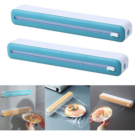 Distributeur De Film Alimentaire Magnétique En 1 Boîte Rangement Avec Coupe Étirable Accessoires Cuisine 2pcs Vert (1/5)