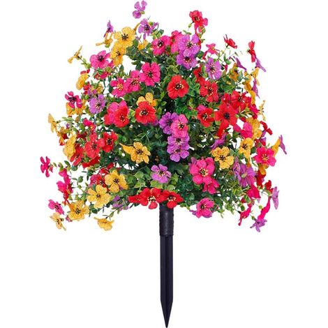 Fleurs artificielles avec tuteur amovible  tuteur d’arbuste réaliste avec fleurs pour la décoration extérieure (couleurs variées, 45 cm)-AquaForge (1/5)