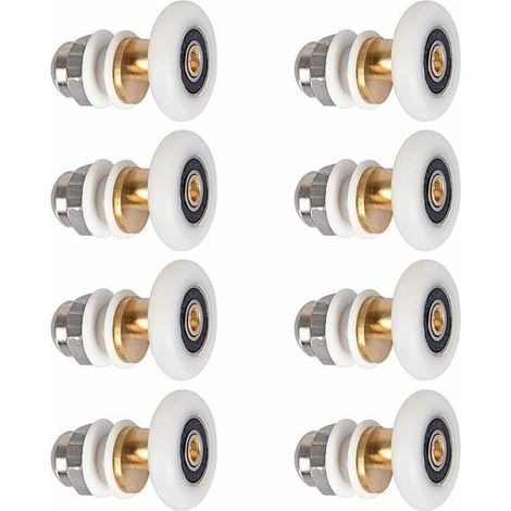 Porte de Douche - Rouleau Roulette Roue pour Porte de Douche Roulettes Coulissantes Porte Roue de Remplacement pour Rouleau 8 pièces 25mm GrooFoo