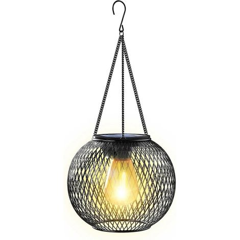 Lanterne solaire d'extérieur étanche IP65, lampe suspendue en métal alimentée à l'énergie solaire pour jardin, terrasse ou cour, 800 mAh, 14 heures, 8 heures, installation facile (1/5)