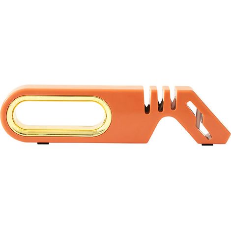 Jeffergarden Pierre à aiguiser,Aiguiseur de couteaux 4 en 1, efficace, anti-glissement, pierre à aiguiser les lames de cuisine pour ciseaux Orange (1/5)