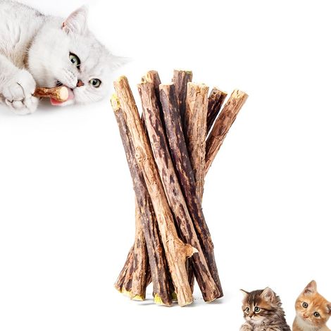 10 argenté, Jouet à mâcher, Bois naturel, Santé buccale, Chaton et chat adulte (1/5)