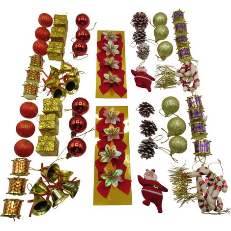 Traditional Mixed Christmas Tree Decorations X2 (Xmas Baubles Festive)