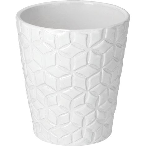 KOTARBAU Pot de fleurs en céramique pour orchidées H 150 mm Ø 120 mm Blanc Motif convexe (1/5)
