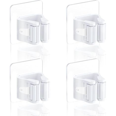 Set di 4 porta scope da parete, gancio per scope da parete, organizer per scope da parete, porta scope da parete senza foratura, adatto per cucina, bagno, giardino, garage