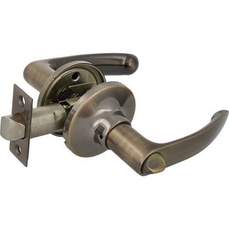 Ensemble de poignées Poignées avec loquet carré Pour portes de passage Zamak Serrure d'entrée 60/70 mm incluse Pour portes en bois d'une largeur de 35 à 45 mm Cuir (1/5)