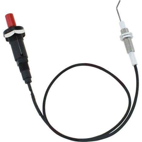 Kit d'allumeur piézo à bouton-poussoir avec câble de 50 cm, remplacement universel pour allumage à gaz (grill, foyer extérieur, four, chauffage), noir