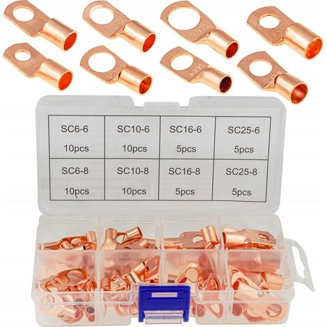 Juego de conectores de anillo de cobre sin aislar M6 M8 60 piezas (1/3)