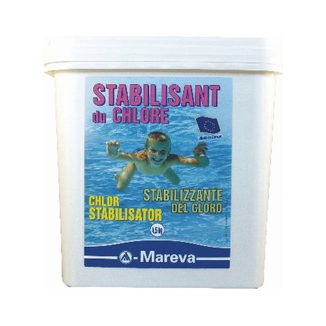 Mareva – Stabilisant de chlore granulé 4,5 kg – Prolonge l'efficacité du chlore – Protège des UV – Compatible avec tous types de filtration