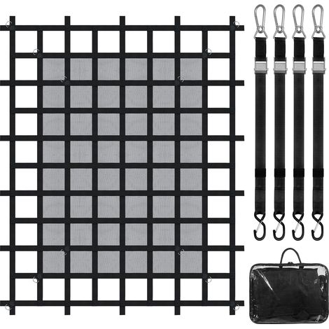 VEVOR Cargo Net, 72 in x 57 in, Heavy Duty Truck Cargo Net for Truck Bed, 4 Adjustable Straps with Carabiners & S-Hooks, Wear-resistant & Weather-proof, Suitable for Pickup, Truck, Jeep, SUV, Boat (1/5)