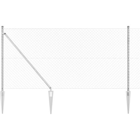 Zaunpfosten Silber 10 x 1 m (40 x 40 mm Maschen) Stahl