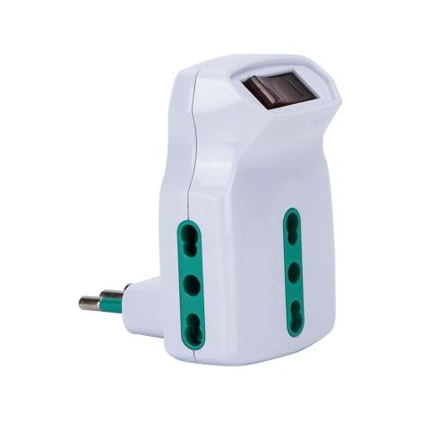 Adaptador triple FME blanco con interruptor térmico 10A &gt 10/16A 2P+T (1/4)