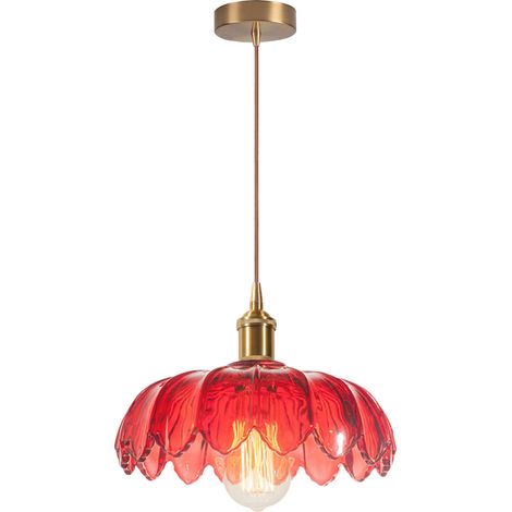 Lámpara Colgante De Vidrio Lámpara De Techo Interior Vintage Plafones Retro Lámpara Colgante Moderna Para Dormitorio Pasillo Rojo