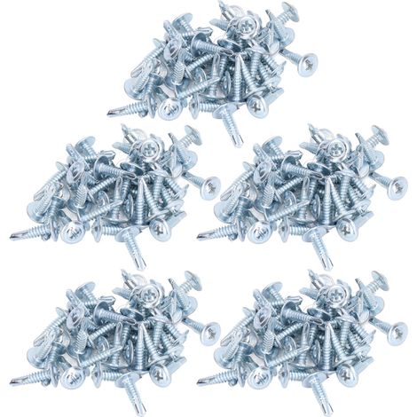 250 Vis autoforeuses en acier au carbone zingué, tête rondelle M4.8x19, pour tôle et bois, lot de 250 pièces (1/5)