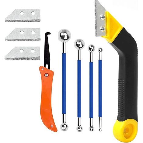 Grattoirs coulis 9 pièces avec lames interchangeables pour nettoyage carrelage (1/5)