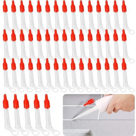 50 Stück Embout Cartouche Silicone et Capuchons D'étanchéIté Rouge Embouts de Cartouche Buses Calfeutrage Plastique Canule Silicone pour Mastic Adhésif Cuisine Maison (1/5)